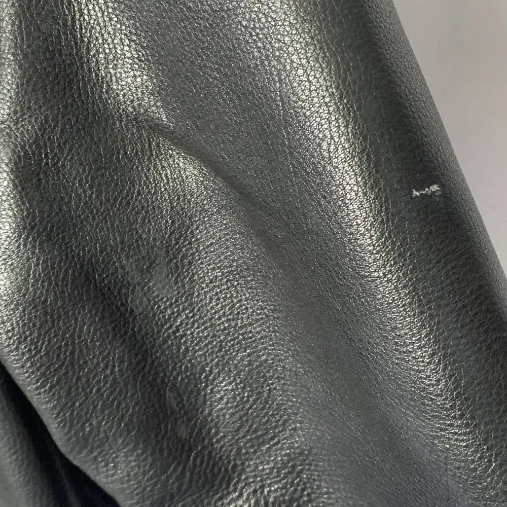 Vintage Marc New York Men’s Black Leather Jacket XL Button Front Coat Heavy Y2K